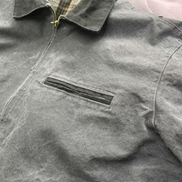 Blouson Bomber Matelassé Vintage Personnalisé Effet Vieilli pour Homme, Veste de Travail d'Extérieur Zippée avec Broderie et Motif Lettres