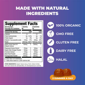 Groothandelsprijs Vegan Biologische Zwarte Komijnzaadolie Gummies Thymoquinone Zwarte Komijnzaad <span class=keywords><strong>Nigella</strong></span> <span class=keywords><strong>Sativa</strong></span> Olie Antioxidant Ondersteuning - Product Image 3