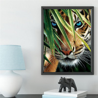 JIEME Peinture Diamant Classique 5D DIY Peinte à la Main, Motif Tigre Animal, Décoration Maison, 30x40cm, Rectangulaire, Sans Cadre, Cadeau