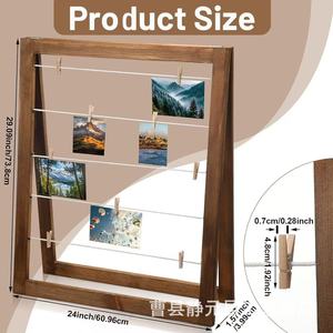 Foldable Wooden Photo Display Stand Solid Wood Freestanding <b>Frame</b> Rectangle Vertical Tabletop Living Room Bedroom - Product Image 3