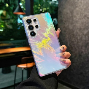 Colorful Gradient Aurora Laser Feather Magnetic Case for Samsung S25 Edge S24 S23 Ultra Plus FE Magnetic <b>Wireless</b> Charging Cover - Product Image 5