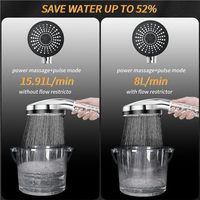 Pomme de douche filtrante à eau à 5 modes, grande surface noire, réglable, haute pression, ions négatifs, adoucisseur d'eau dure, ensemble de pomme de douche