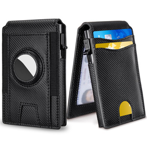 Flip Top AirTag <b>Wallet</b> For Men <b>Metal</b> Credit Card Holder Anti Theft Bi Fold Card Case 3 In Solid Color - Product Image 1
