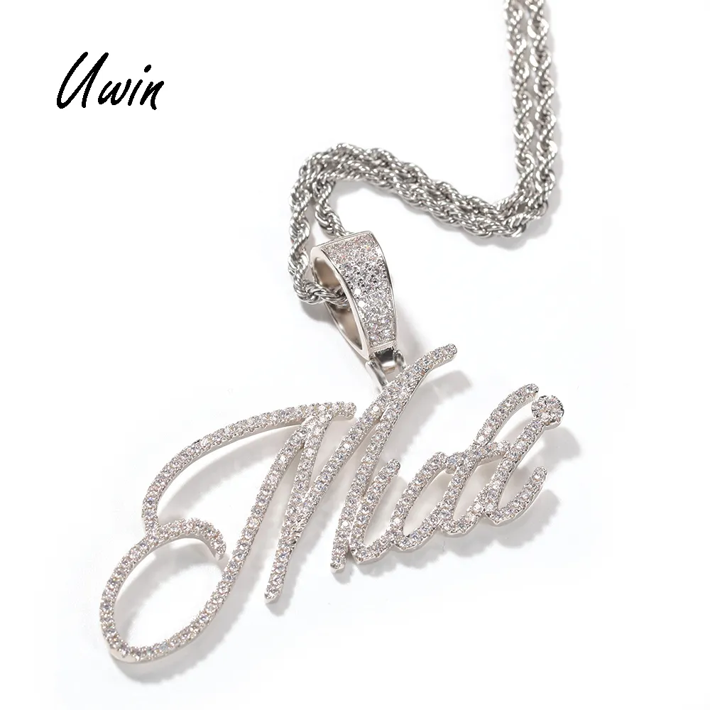 Hip Hop Liontin Nama Kustom 18K Disepuh Kubus Zirconia Freebooter Surat Liontin Kalung Awal