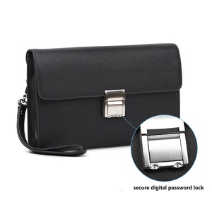 Portefeuille pour homme de haute qualité, grande capacité, en cuir véritable, anti-vol, avec serrure à code - Product Image 3
