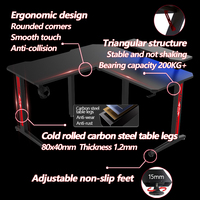 Bureau de jeu en métal en forme de L pour coin de bureau avec plateau en fibre de carbone, éclairage LED RVB, charge sans fil, étagère - Noir, support pour PC Gamer