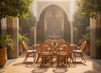 Ensemble de salle à manger moderne en rotin JAVA CV.Craftindo pour mobilier commercial, ensemble de restaurant avec table longue et utilisation en extérieur, hôtel