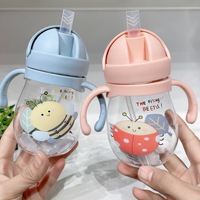 Gobelet d'apprentissage pour bébé anti-fuite et anti-étouffement avec paille, motif dessin animé, bouteille d'eau écologique pour enfants, tasse à eau à bille lestée pour l'extérieur