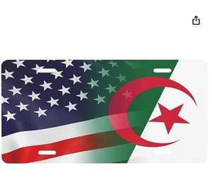 Plaque d'immatriculation patriotique Algérie et États-Unis, emblème 6 x 12 pouces, plaque d'immatriculation avant de <span class=keywords><strong>voiture</strong></span>, accessoire de décoration de <span class=keywords><strong>voiture</strong></span> - Product Image 1