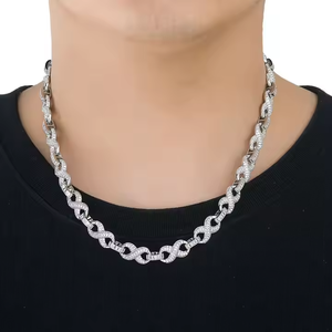 Bold <b>Statement</b> Infinite Cuban Chain <b>Necklace</b> 925 Sterling Silver Moissanite Endless Link Hip Hop Jewelry Luxury Fashion Wear - Product Image 1