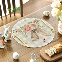 DIY LOGO Design Sublimation Lin Rond Tapis de Table Impression Simple Face Table de Noël Tapis de Bureau pour Sublimation