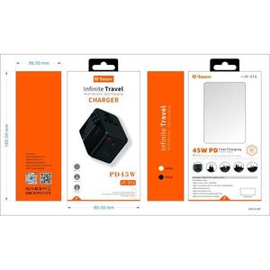 Cargador de Viaje Innov Infinite PD45W, Adaptador de Viaje de Carga Rápida para Múltiples Dispositivos JY-313 - Product Image 1