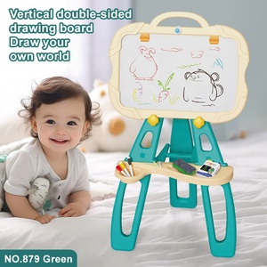 Kustom mainan edukasi Set 2 in 1 berdiri papan gambar berdiri kecil papan tulis dapat menghapus warna dua sisi papan gambar - Product Image 3