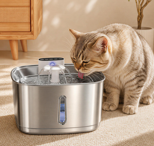 Fontaine à eau automatique pour animaux de compagnie, pour chats et chiens, bol en acier inoxydable, distributeur d'eau circulante, pompe silencieuse, recharge facile, facile à nettoyer - Product Image 5