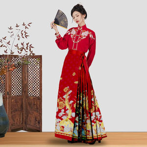 JEFFERY Hanfu vestido chino tradicional dinastía Ming <span class=keywords><strong>Han</strong></span> Fu boda rojo vestido chino boda MAMIANQUN Drapey Hanfu para mujer - Product Image 4