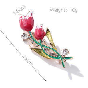Broche de Moda Chapado en Oro con Perlas de Circonio y Aleación de Tulipán, Regalo de Lujo Coreano de Alta Calidad para Mujer, para Boda, Compromiso o Fiesta - Product Image 3