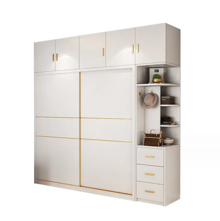 Design moderno Elegante caminhada em Closet Wardrobe Vidro Portas deslizantes