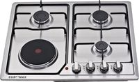 Table de cuisson encastrable 3 feux gaz et 1 plaque électrique en acier inoxydable pour usage domestique – Vente en gros usine