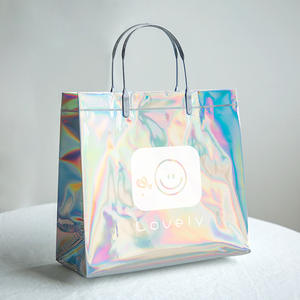 时尚防水闪光塑料聚氯乙烯金属手提包结婚礼品包装袋激光聚氯乙烯全息手提包购物袋 - Product Image 6