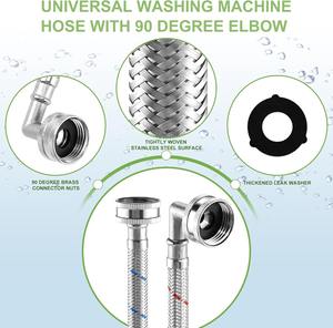 Precio de Fábrica, Codos Manuales de 90 Grados, Paquete de 2, Manguera Trenzada de Acero Inoxidable 304 de 6 Pies para Lavadora, para Uso en Hoteles y Exteriores - Product Image 3