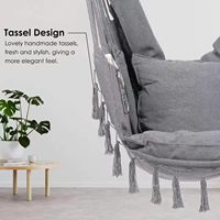 Fauteuil suspendu en macramé gris en métal, capacité 330 lb, avec 2 coussins, pour extérieur, plage, parc et balcon