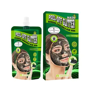Masker Kupas Lidah Buaya Hijau Alami Terbaik, Masker Kecantikan Arang Bambu Glitter Pembersih 120Ml