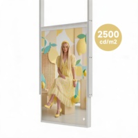 Écran publicitaire numérique double face suspendu pour vitrine de boutique de mode et promotions saisonnières
