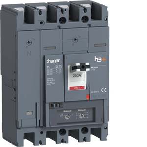 HHW251DR ปรับแต่งได้ด้วยเซอร์กิตเบรกเกอร์แบบหล่อขึ้นรูป Hagers รุ่น h3+ P630 TM 4P 250A 25kA แบบปรับได้พร้อมระบบ Neutral - Product Image 1