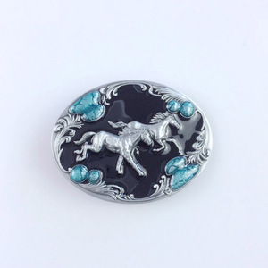 Boucle de ceinture en alliage pour jeans, design ovale cheval, plaque à pression lisse, unisexe - Product Image 2