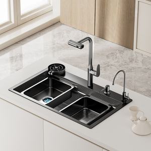 Évier de cuisine à cuve unique grand format avec revêtement nano, en acier inoxydable 304 épaissi, multifonctionnel - Product Image 1