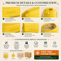 Pochette cosmétique personnalisée avec logo, sac à maquillage matelassé en nylon jaune, trousse de toilette de voyage, organiseur de beauté OEM ODM