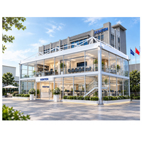 Tentes de bureau semi-permanentes haute résistance pour l'extérieur, structures à deux étages, tentes événementielles, pavillons panoramiques en verre à deux étages