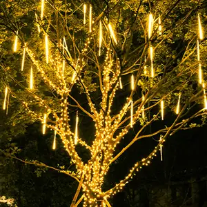 Солнечная лампа для душа, 10 трубок, теплый белый цвет, длина 30 см, уличная Солнечная садовая гирлянда, гирлянда для рождественских праздников, свадьбы