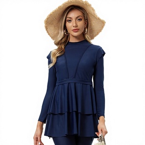 Maillots de bain islamiques modestes et conservateurs pour femmes <span class=keywords><strong>2022</strong></span>, en nylon imperméable, très élastiques, avec coussinets de poitrine - Product Image 1