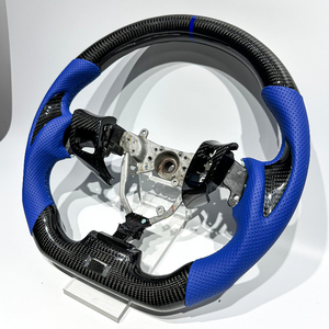 Volante Deportivo de Fibra de Carbono Negra de Fábrica con Cuero Perforado Azul, Apto para <span class=keywords><strong>Lexus</strong></span> IS GX RX CT ES LX RX NX LS GS <span class=keywords><strong>UX</strong></span> - Product Image 4