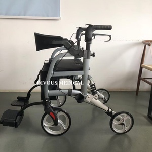 Multifunction Aluminum Alloy Lightweight Folding 4 Wheels Disabled Elderly <b>Rollator</b> <b>Walker</b> Walking Aids - Product Image 6