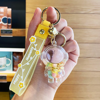 Nouveau porte-clés astronaute, porte-clés mignon de dessin animé, porte-clés, anneau porte-clés, homme spatial, pendentif liquide à sable mouvant, cadeaux suspendus
