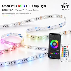 Tira <span class=keywords><strong>de</strong></span> Luces <span class=keywords><strong>LED</strong></span> RGB Inteligente con WiFi, DC12V 24V, <span class=keywords><strong>Multicolor</strong></span>, Control Remoto por Aplicación Tuya, <span class=keywords><strong>Cinta</strong></span> <span class=keywords><strong>LED</strong></span> Flexible para Decoración <span class=keywords><strong>de</strong></span> Hogar Inteligente - Product Image 1