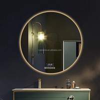 Miroir mural rond à LED personnalisé avec écran tactile intelligent Bluetooth pour salle de bain