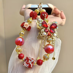 Hermoso Llavero Acrílico Brillante con Forma de Mariposa, Cadena con Pedrería para Mujer, Correa Personalizable para Teléfono - Product Image 4