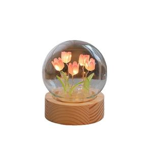 Luz de noche de tulipán Diy decorativa <span class=keywords><strong>para</strong></span> el hogar, Mini lámpara de flores de tulipán de luz de noche de <span class=keywords><strong>bola</strong></span> de cristal de tulipán Led - Product Image 1