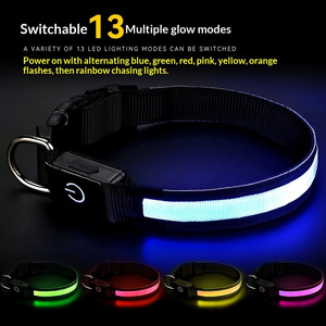 애완동물 목걸이 USB 충전식 발광 나일론 리본 디자인 버클 클로저 중국 스타일 고휘도 강아지 목걸이 - Product Image 6