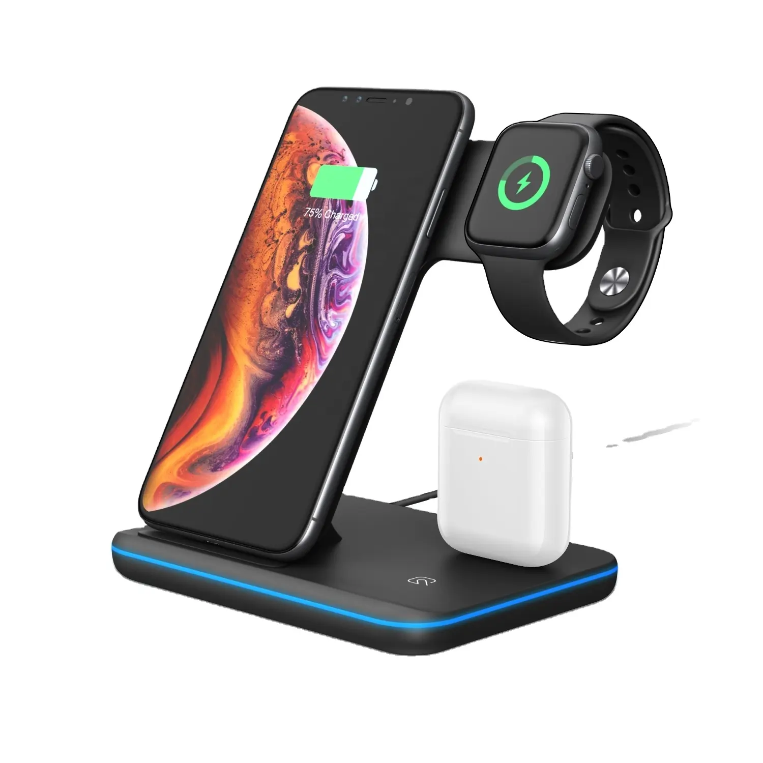 Hot販売3 1でWireless Charger Stand Fast Charging Cell Phone Holder Multi機能Wireless Charger電話腕時計イヤホン