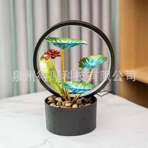 Fuente de agua decorativa redonda eléctrica con retroiluminación, rueda Feng Shui, decoración interior para el hogar, regalo para la sala de estar, regalo de inauguración de casa - Product Image 3