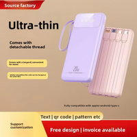 Nouvelle vente flash : chargeur portable à charge rapide 4 en 1 avec câble intégré, batterie externe 10000 mAh, chargeur de téléphone portable, batterie externe 10000 mAh