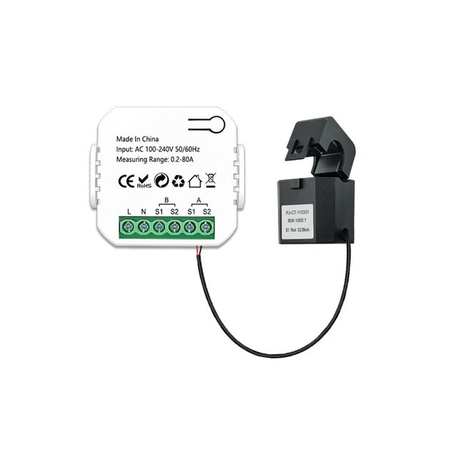 2025 New Tuya WiFi Energy Meter 80A Bidirectional 1/2 Channel with Clamp App Monitor Solar Export and Import Power AC110V/240V