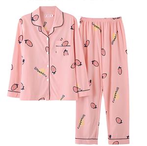 Pigiama da <span class=keywords><strong>Donna</strong></span> 100% <span class=keywords><strong>Cotone</strong></span> Stile Coreano a Maniche Lunghe, Abbigliamento per Casa Autunno-Estate, Completo Leggero Indossabile - Product Image 5