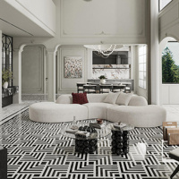 Carreaux de sol en céramique brillants de style français de Guangdong Foshan, antidérapants, épaisseur 9 mm, pour appartement, hôpital, salon, chambre, hôtel
