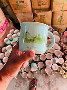 Blue <b>Enamel</b> Ceramic Coffee <b>Mug</b> Custom Logo Reusable Drinkware for Office Home Camping Gift - Product Image 6