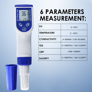 Testeur d'eau numérique multiparamètres 6-en-1 le plus vendu, avec unités sélectionnables IP57 ATC, fabriqué à Taïwan, pour la qualité de l'eau - Product Image 3